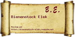 Bienenstock Elek névjegykártya